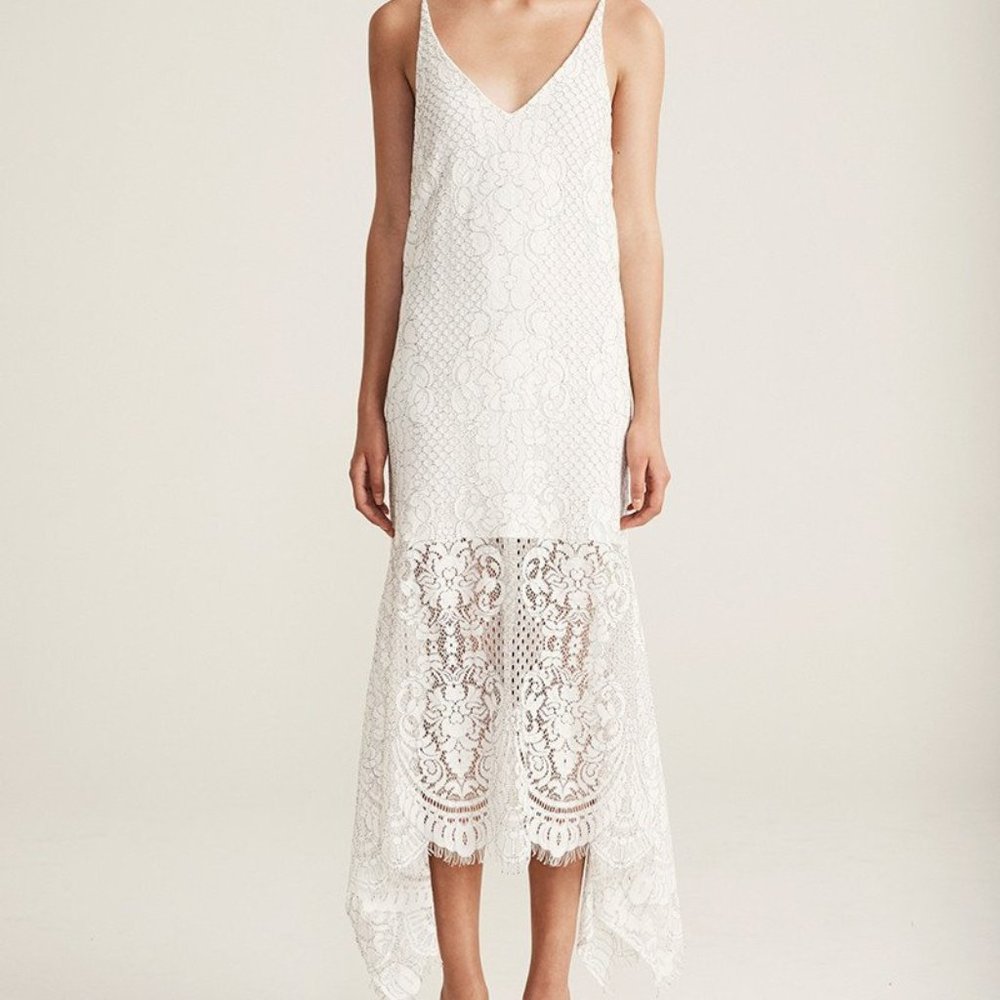 [NWT] Shona Joy White Handkerchief Slip Dress, sz4
